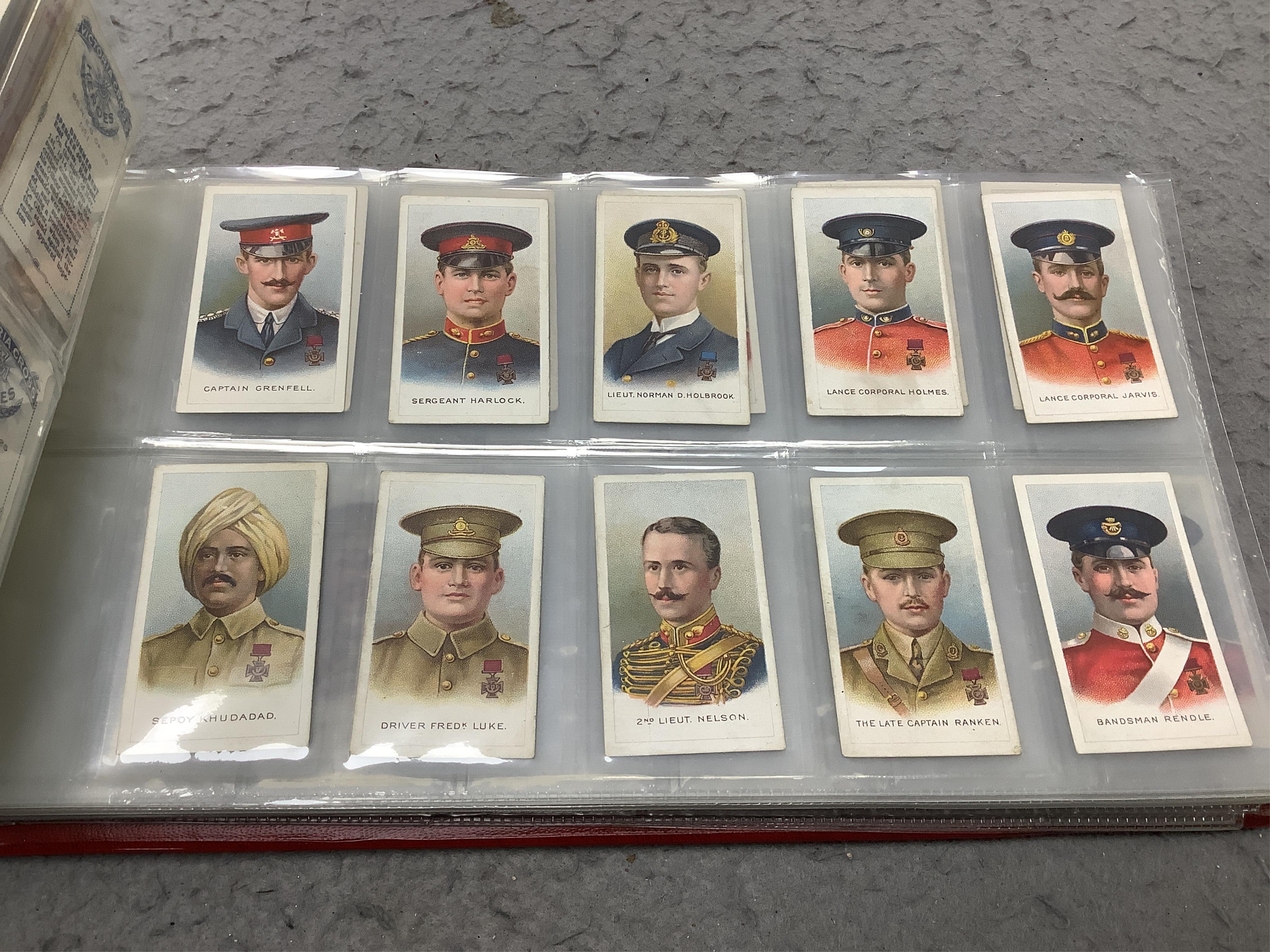 Six albums of assorted cigarette cards; Military Uniform, Medals, Heroes, Magic tricks and Coins. Condition - overall good